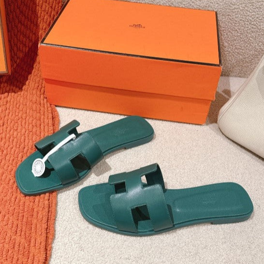 Claquettes Vert Bouteille
