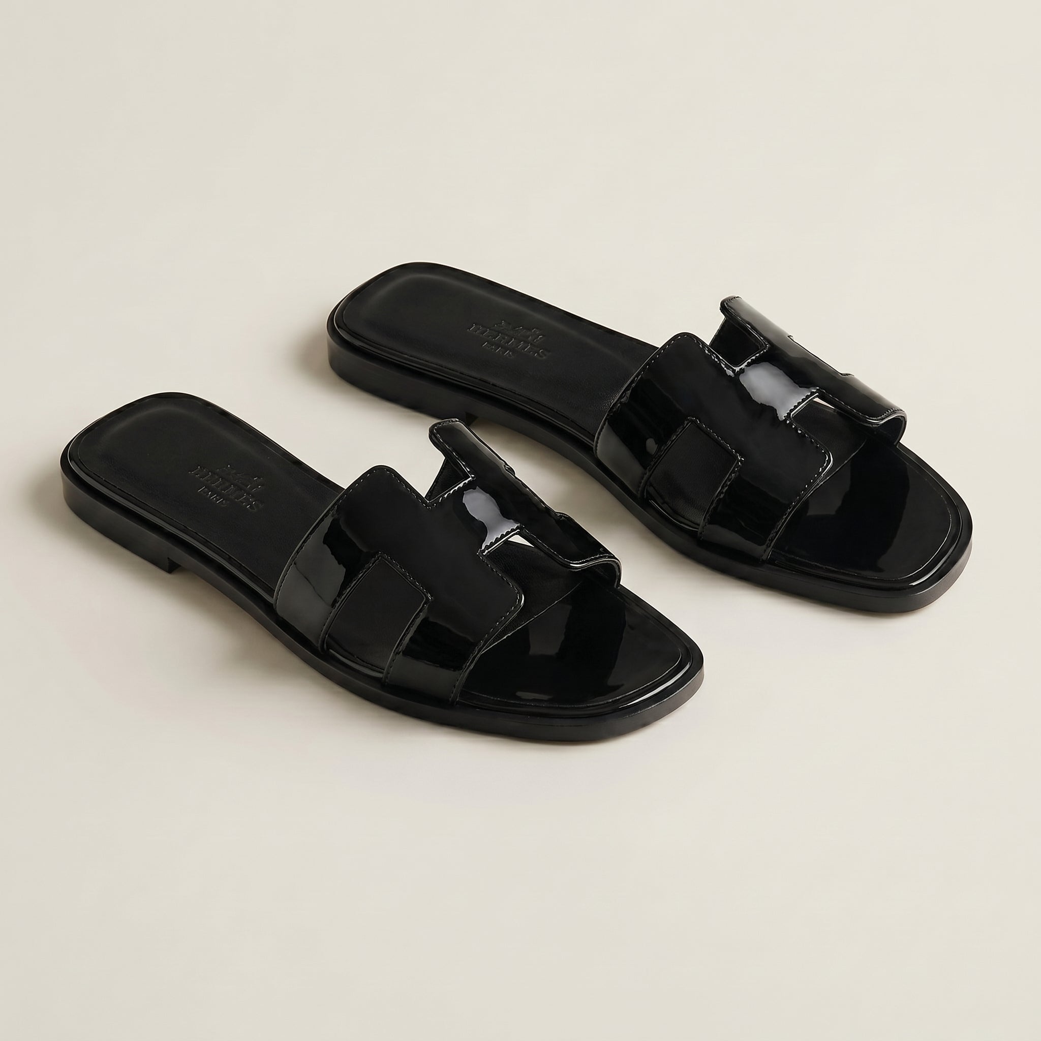 Sandales Oran - Noir Cuir Verni