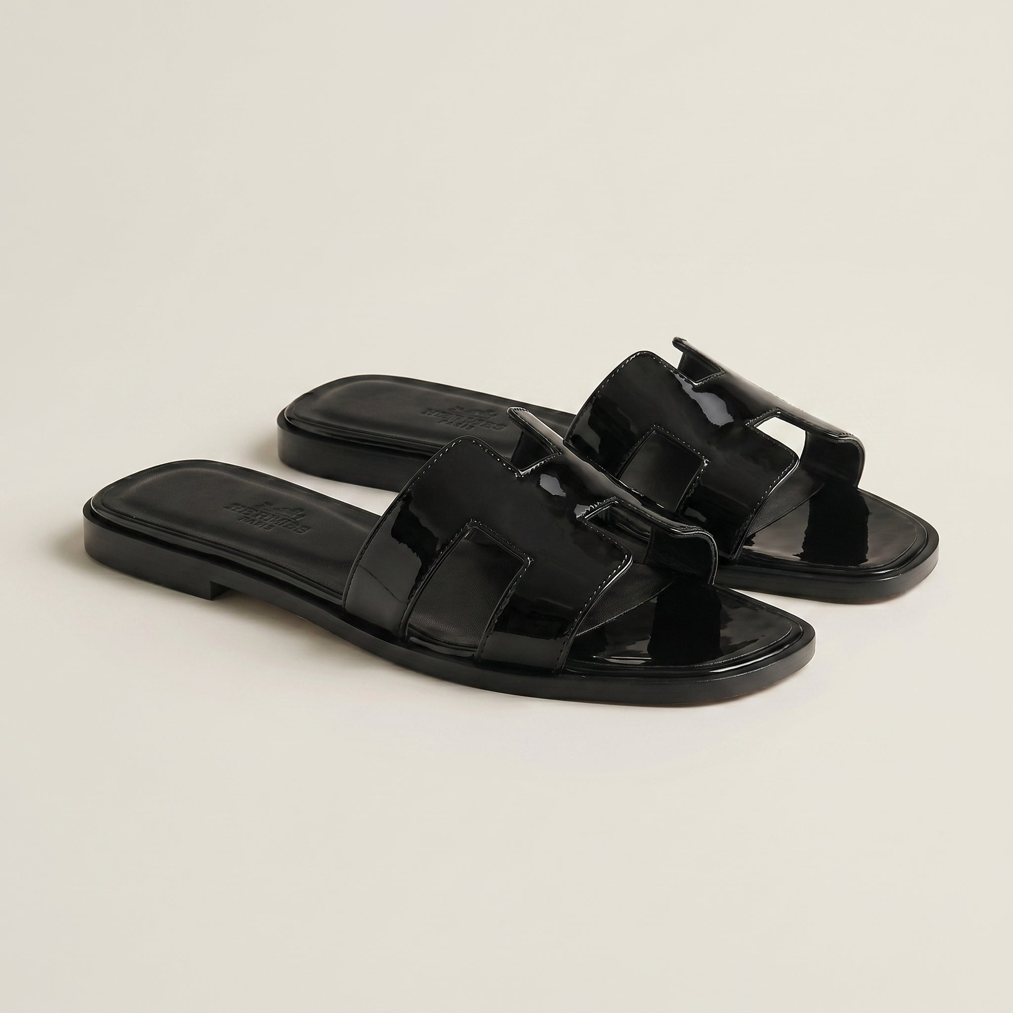 Sandales Oran - Noir Cuir Verni