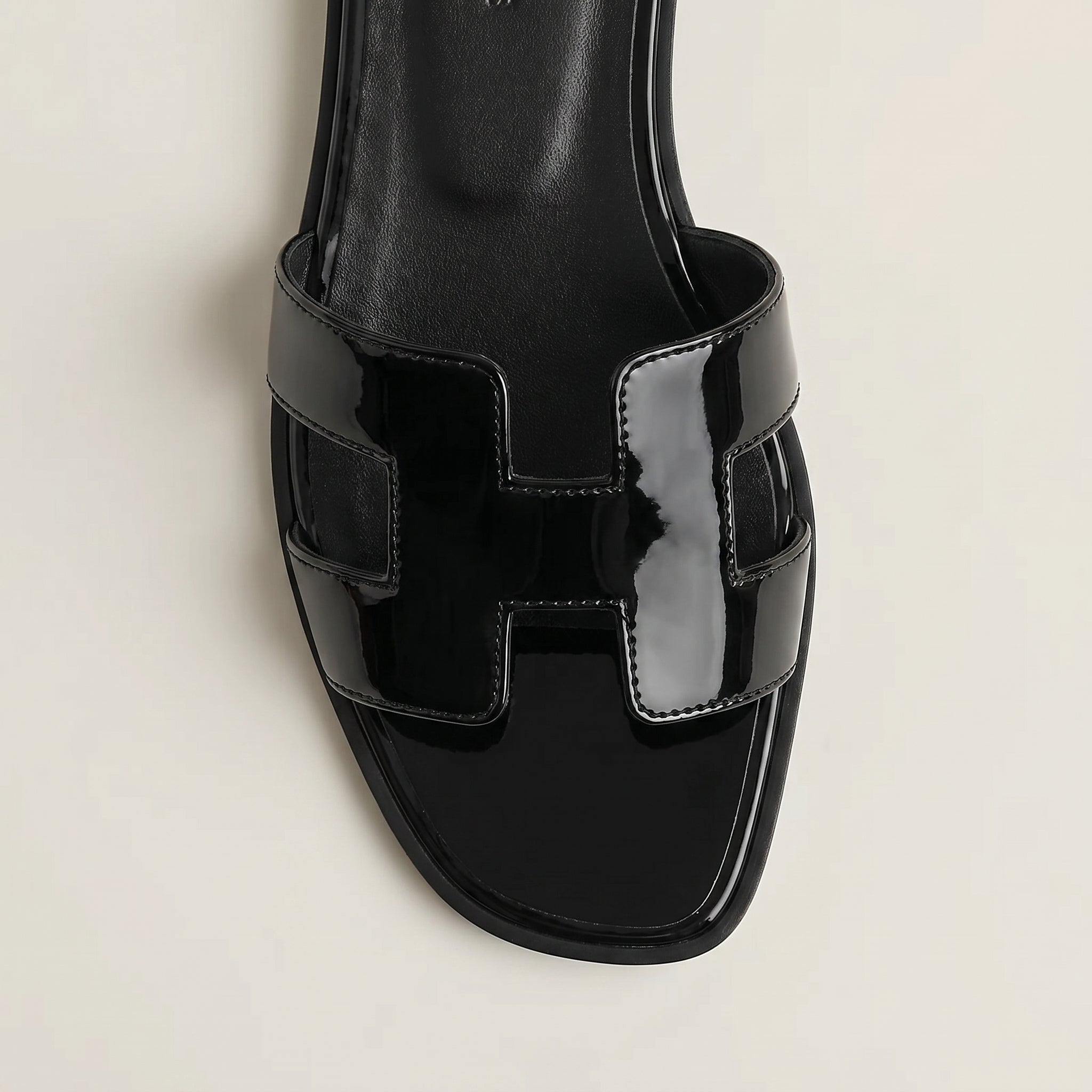 Sandales Oran - Noir Cuir Verni